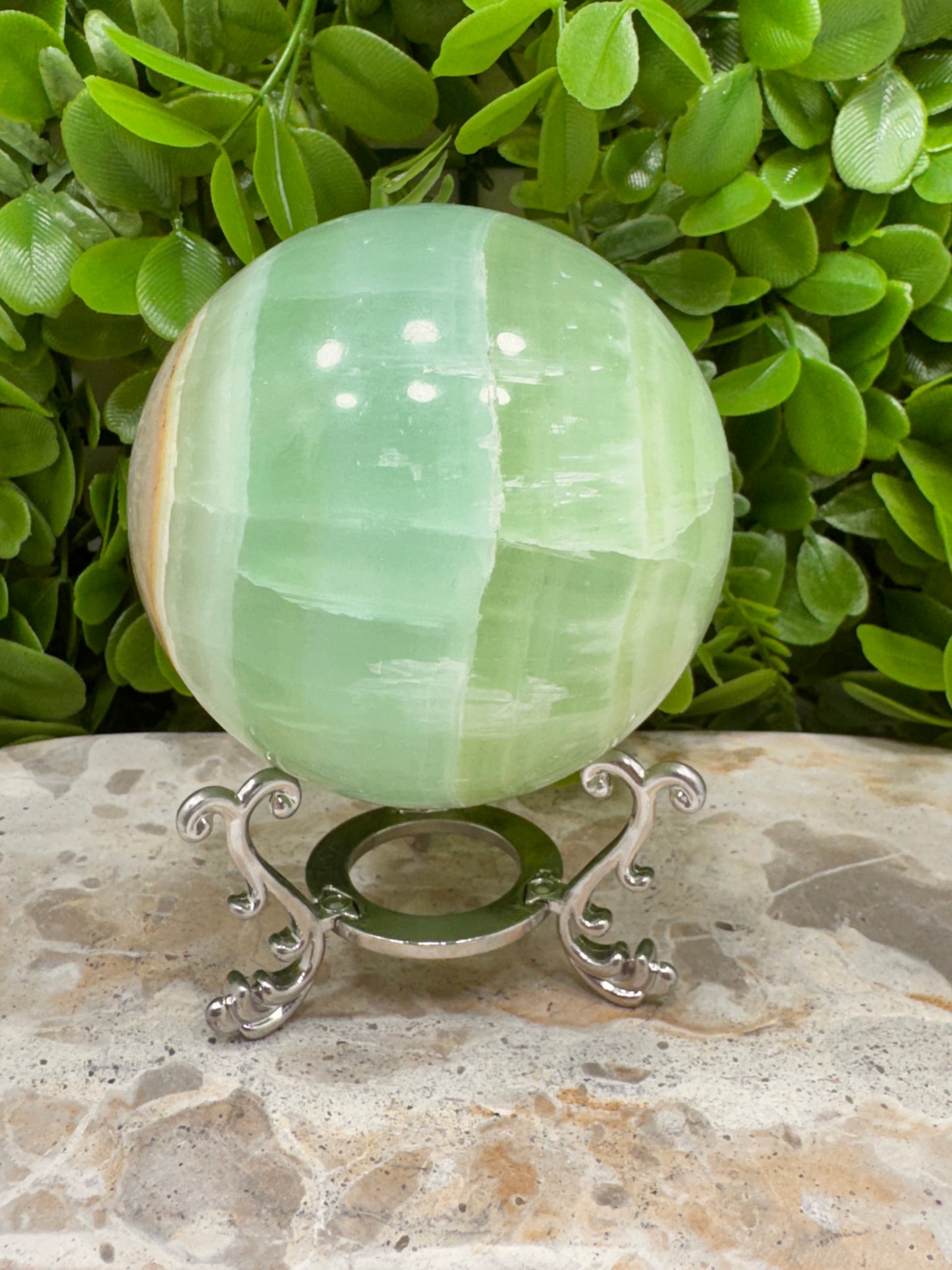 Pistachio Calcite Sphere 834g