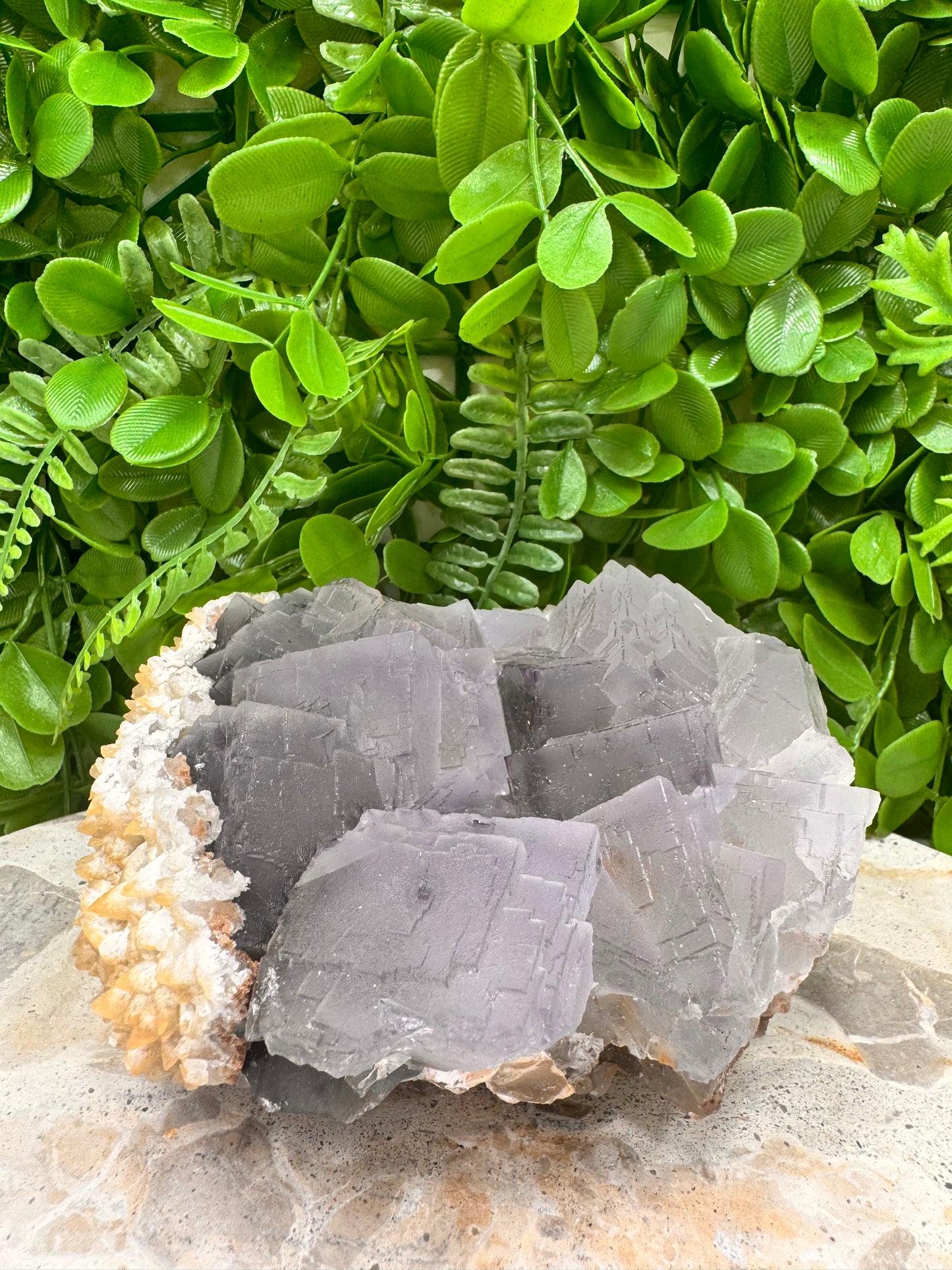 Blue Cubed Fluorite And Dog Tooth Specimen 1640g