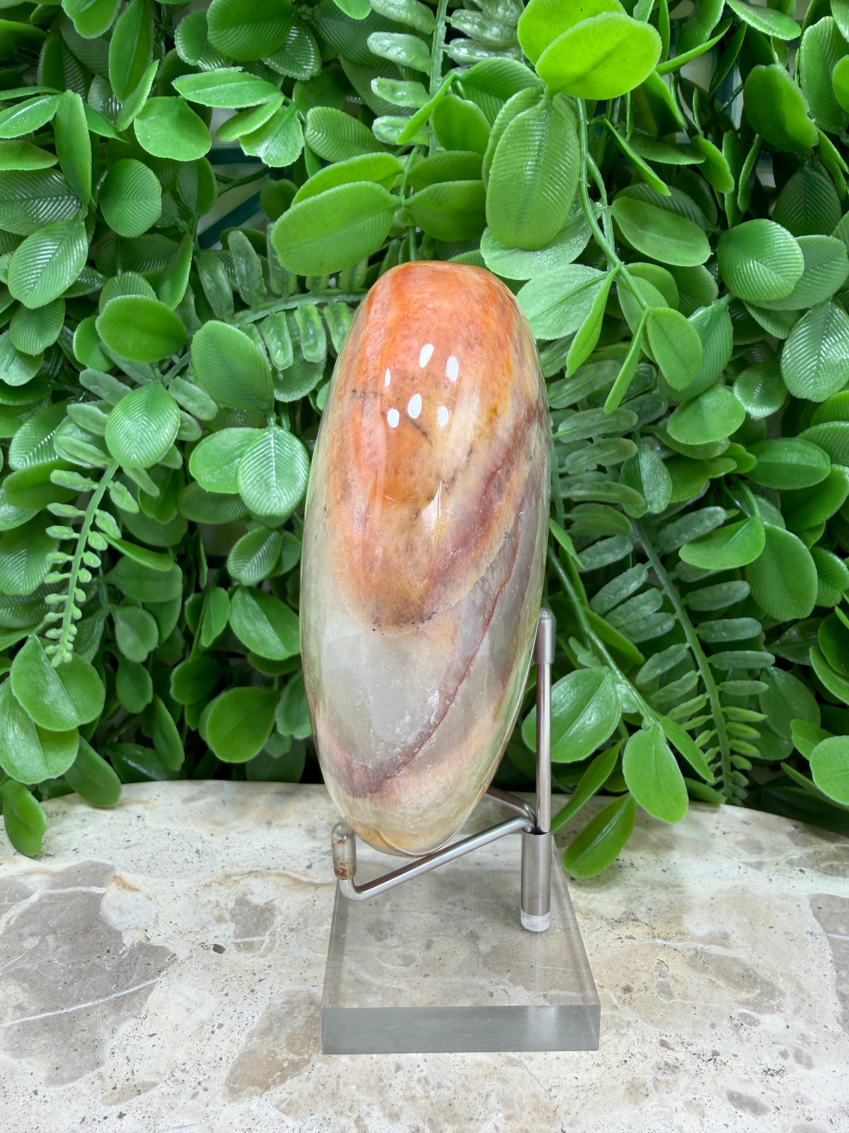 Peach Banded Calcite Heart | Positivity • Comfort • Harmony