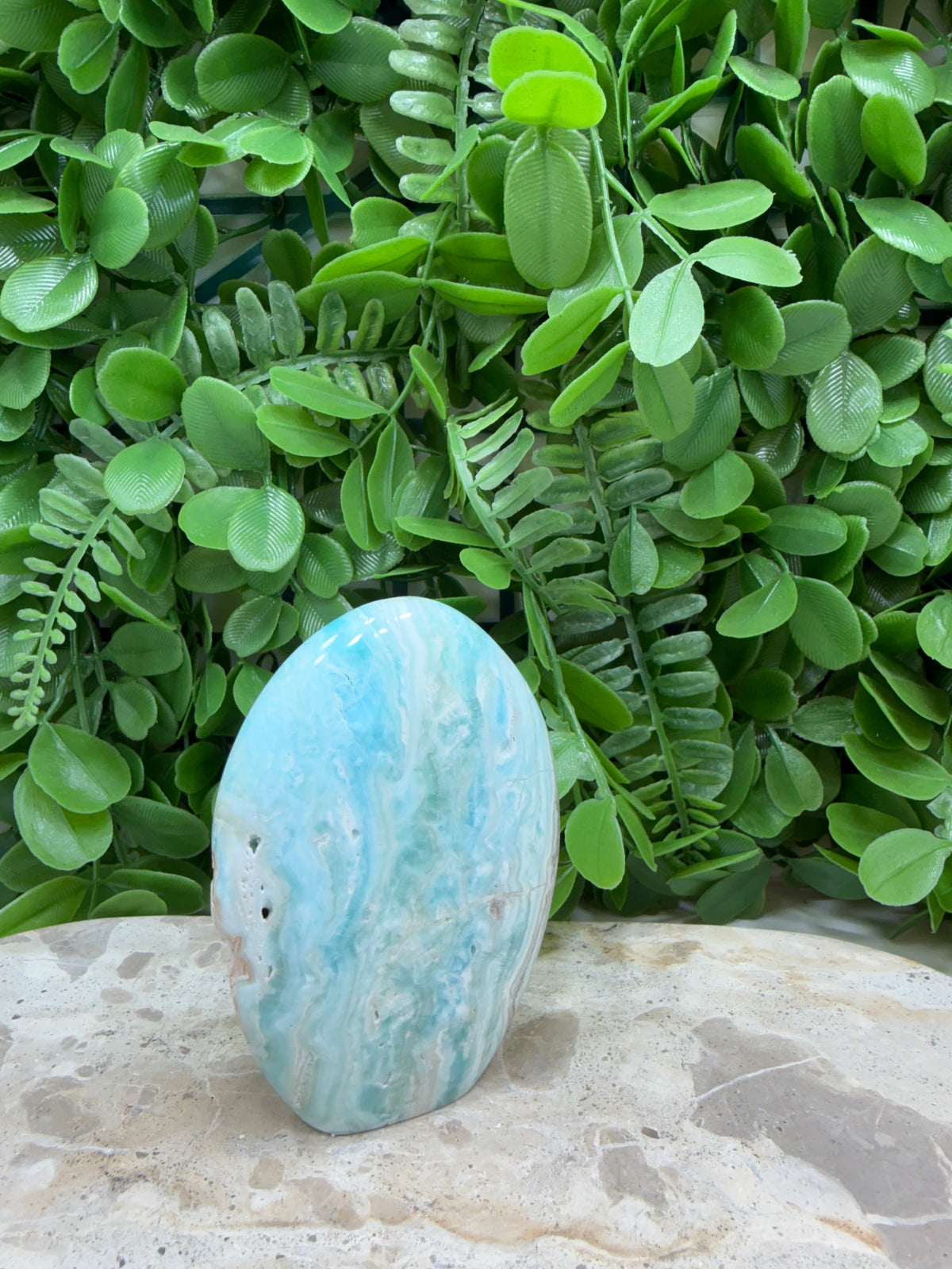 Standing Blue Aragonite Freeform 244g