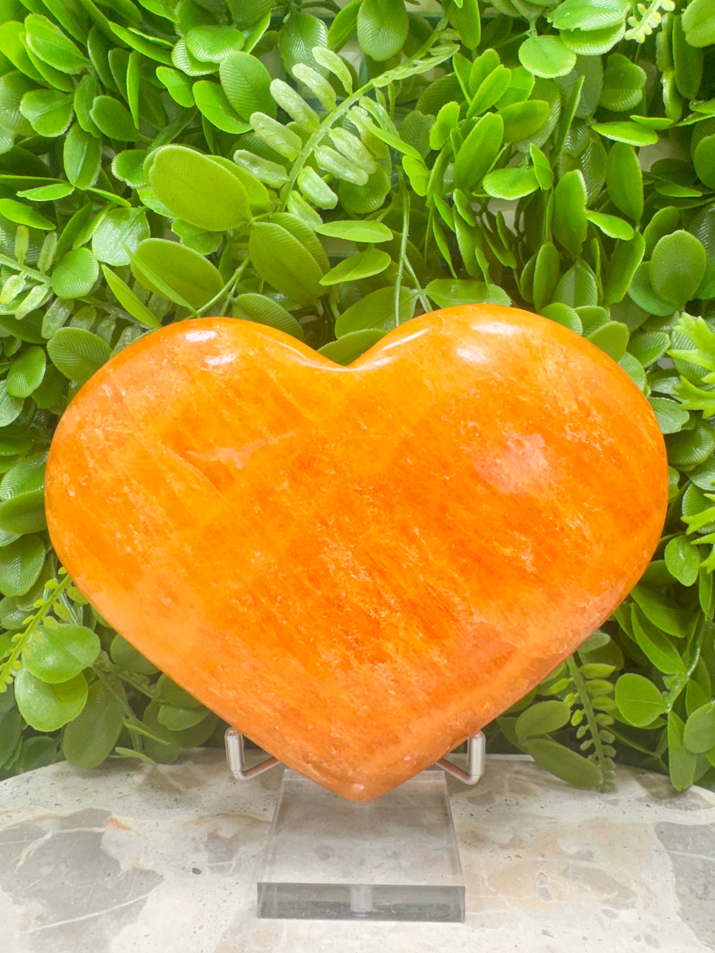 Crystalized Orange Calcite Heart 1166g