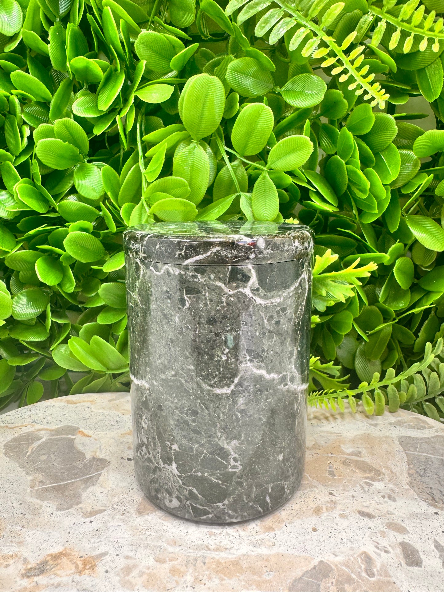 Black Zebra Jasper Jar with lid 2 pce 596g