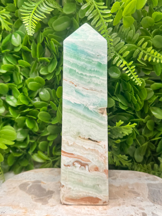 Blue Caribbean Calcite Tower 1762g
