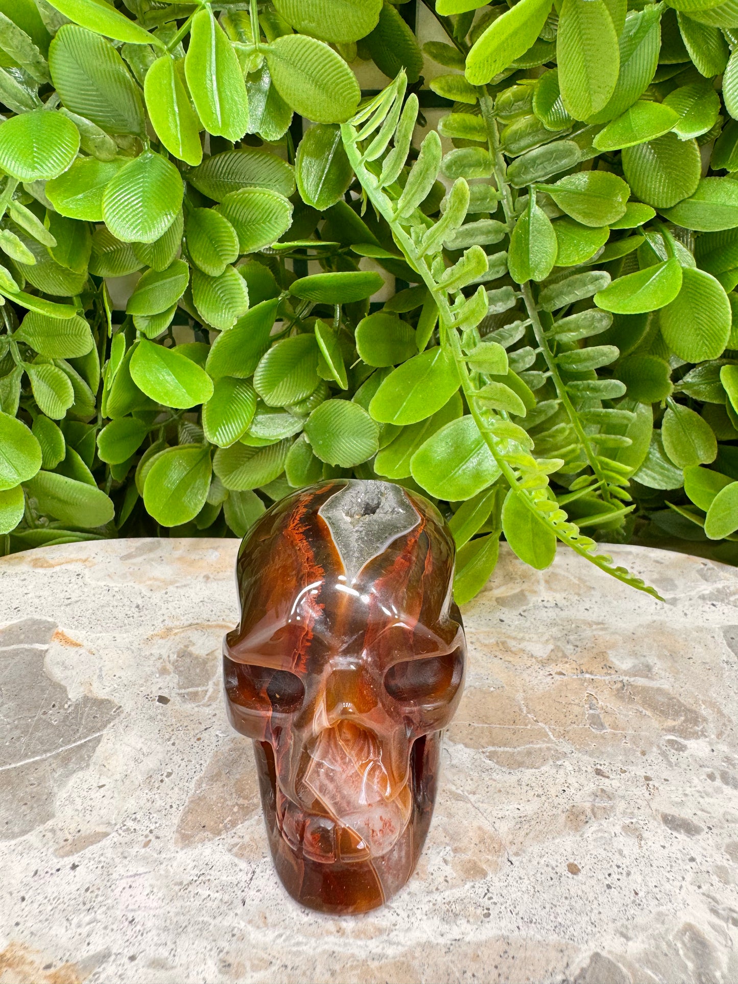 Agate Druzy Skull 218g