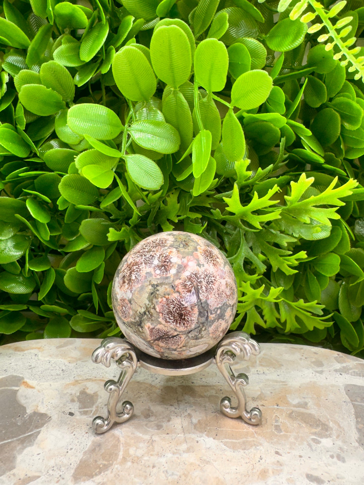 Russian Flower Agate Sphere 216g