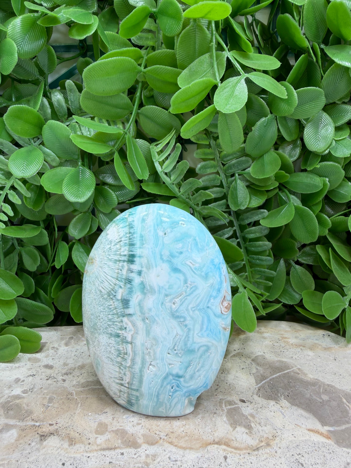 Standing Blue Aragonite with Smithsonite Freeform 320g