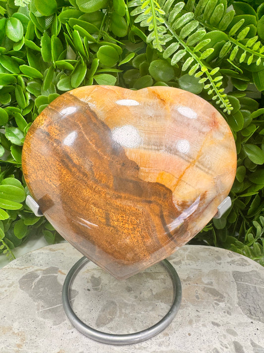 Peach Banded Calcite Heart 1192g