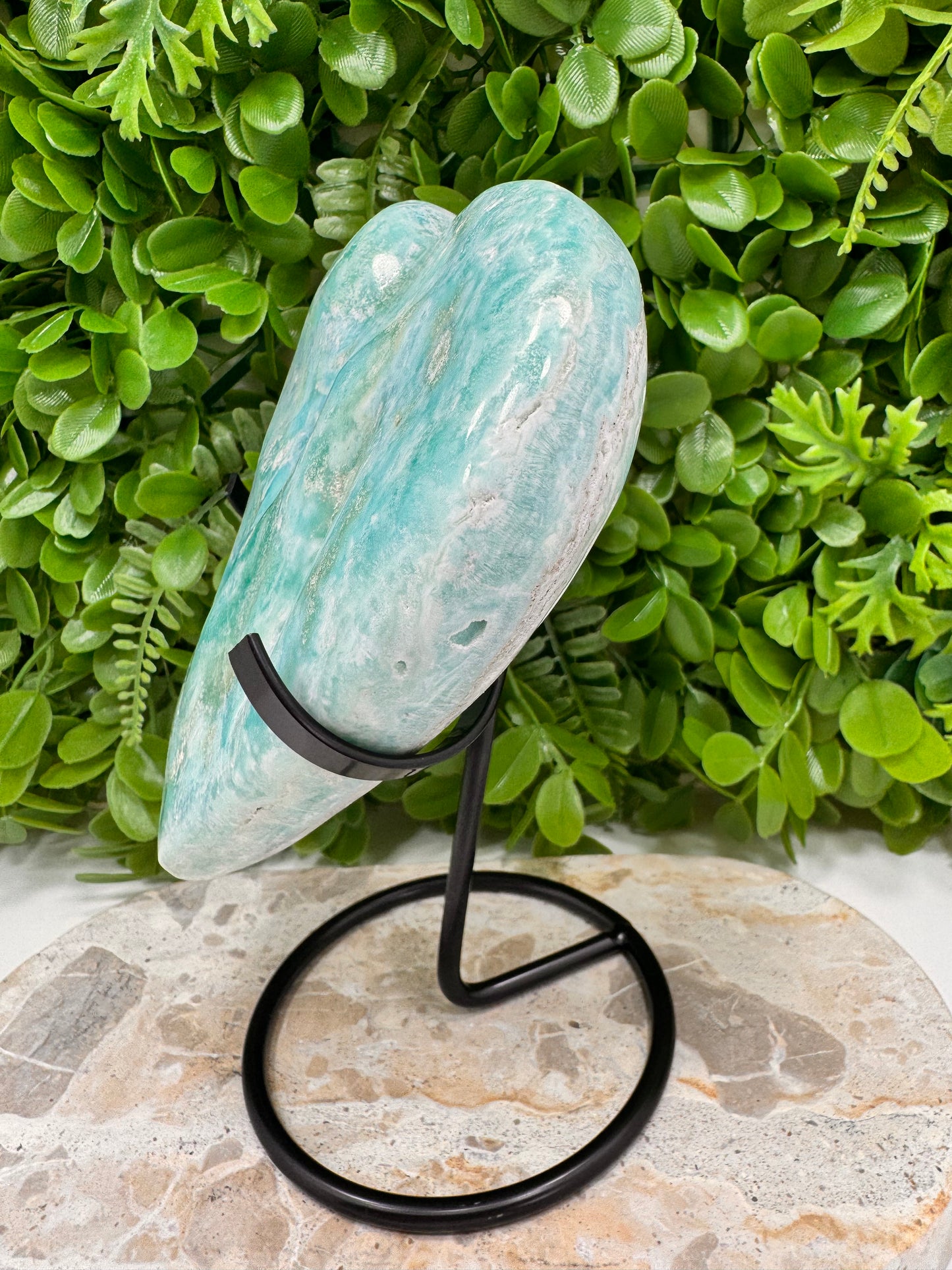 Blue Aragonite Heart 1402g