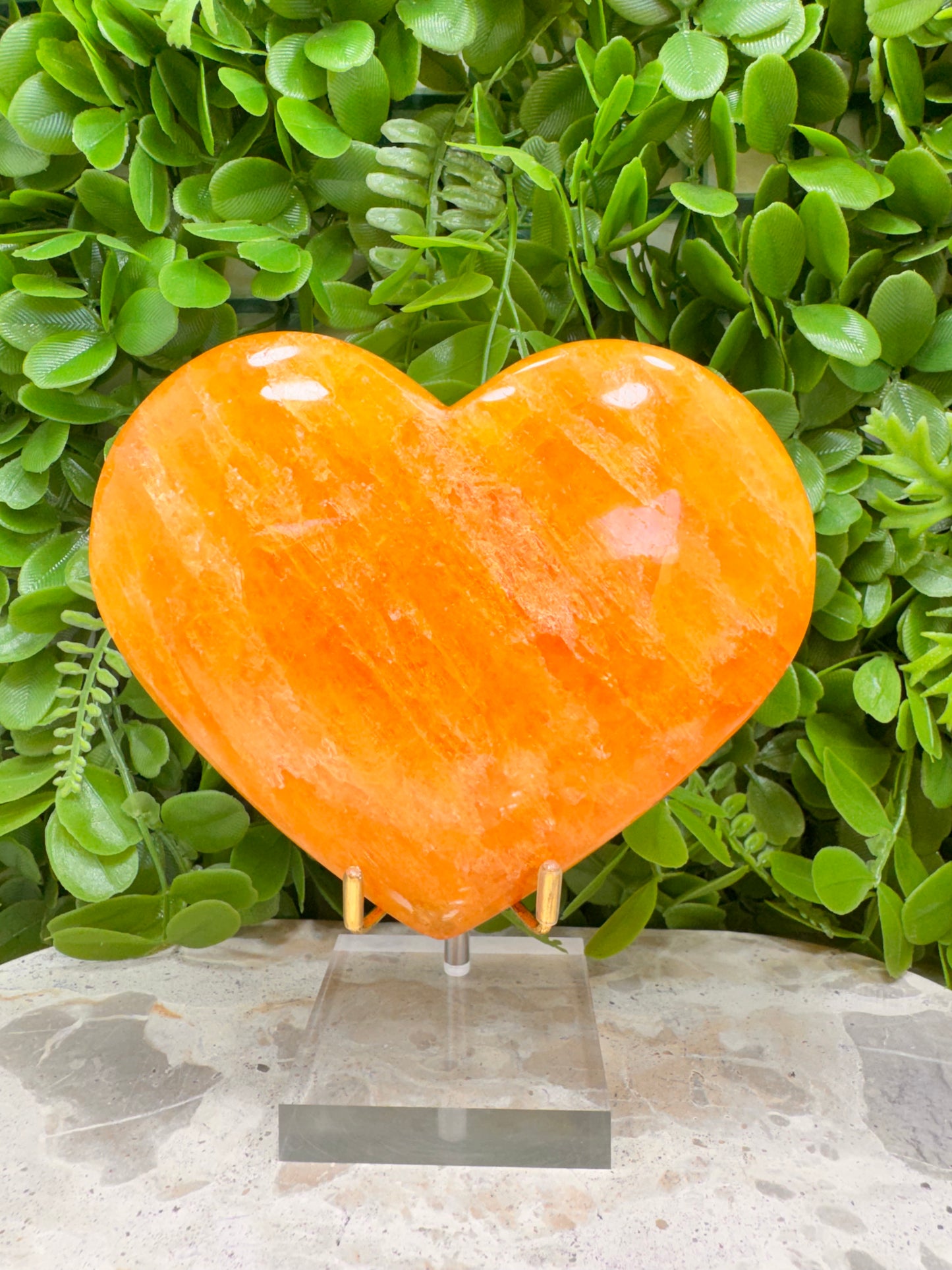 Crystallised Orange Calcite Heart 1068g