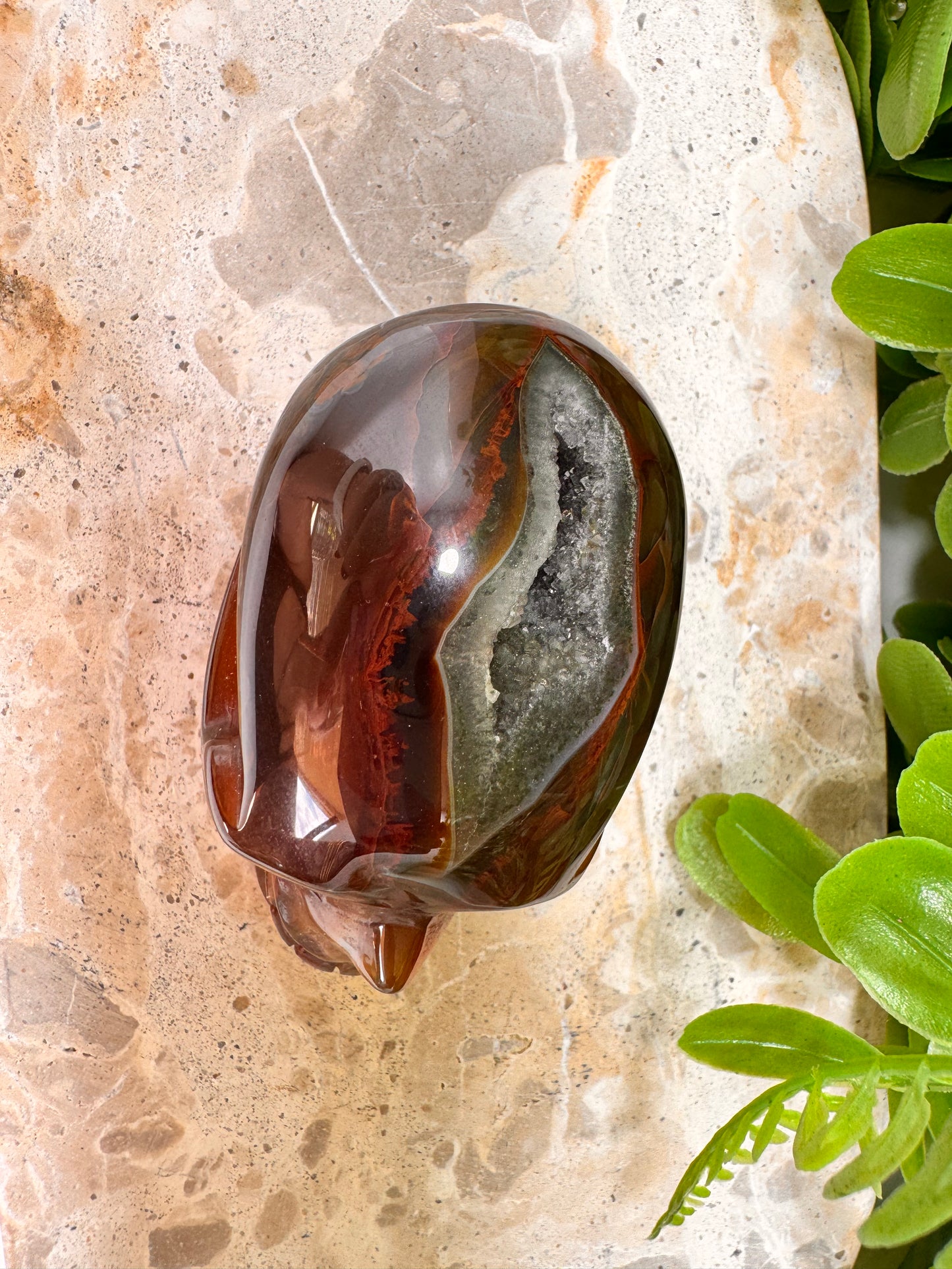 Agate Druzy Skull 218g