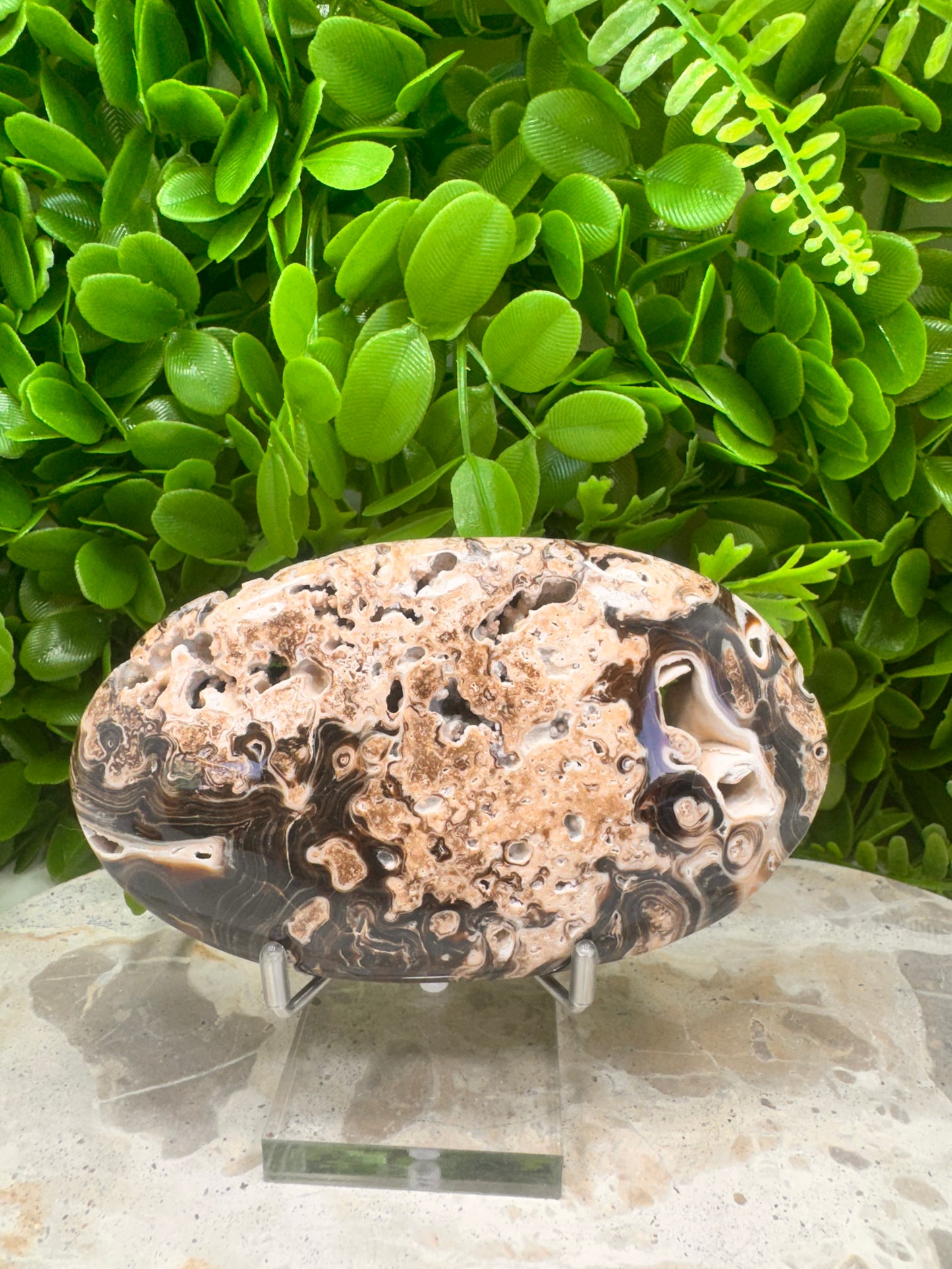 Chocolate Calcite Palm Stone  346g