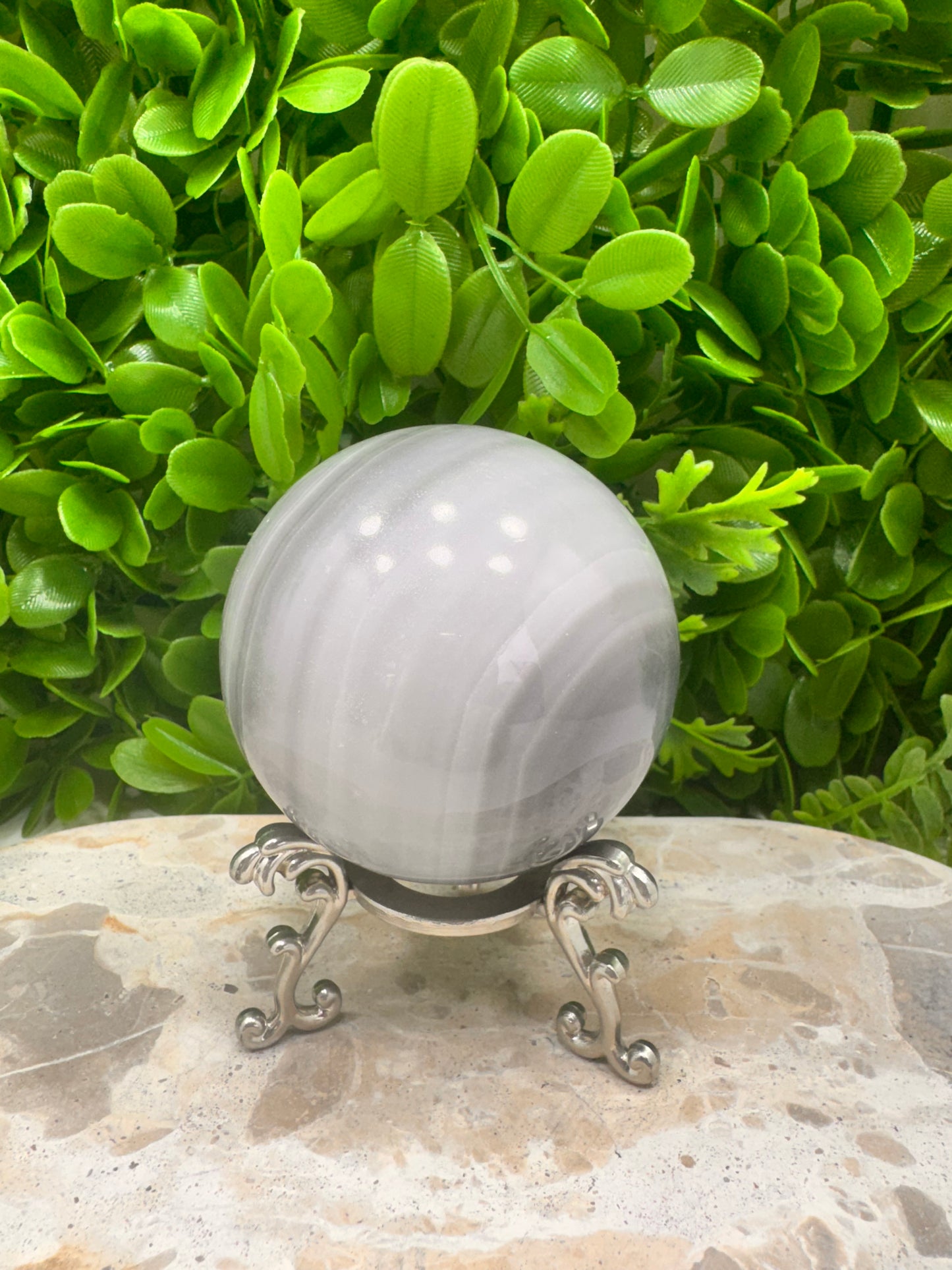 Black and White Banded Onyx Sphere 602g