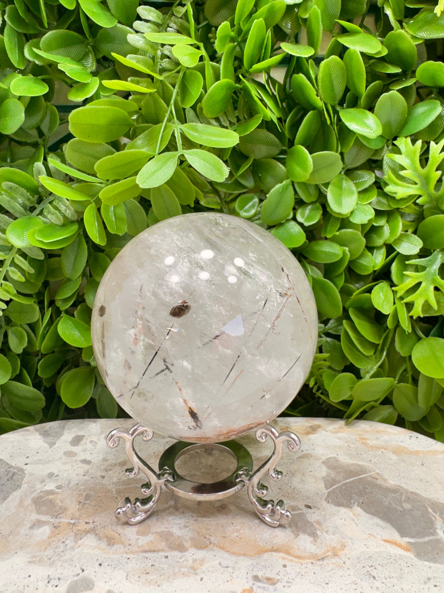 Included Rutile Quartz Sphere 882g