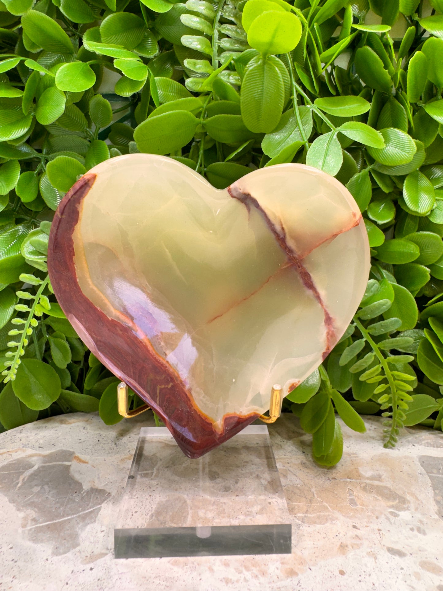 Green Banded Onyx Heart Bowl 324g