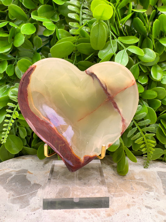 Green Banded Onyx Heart Bowl 324g
