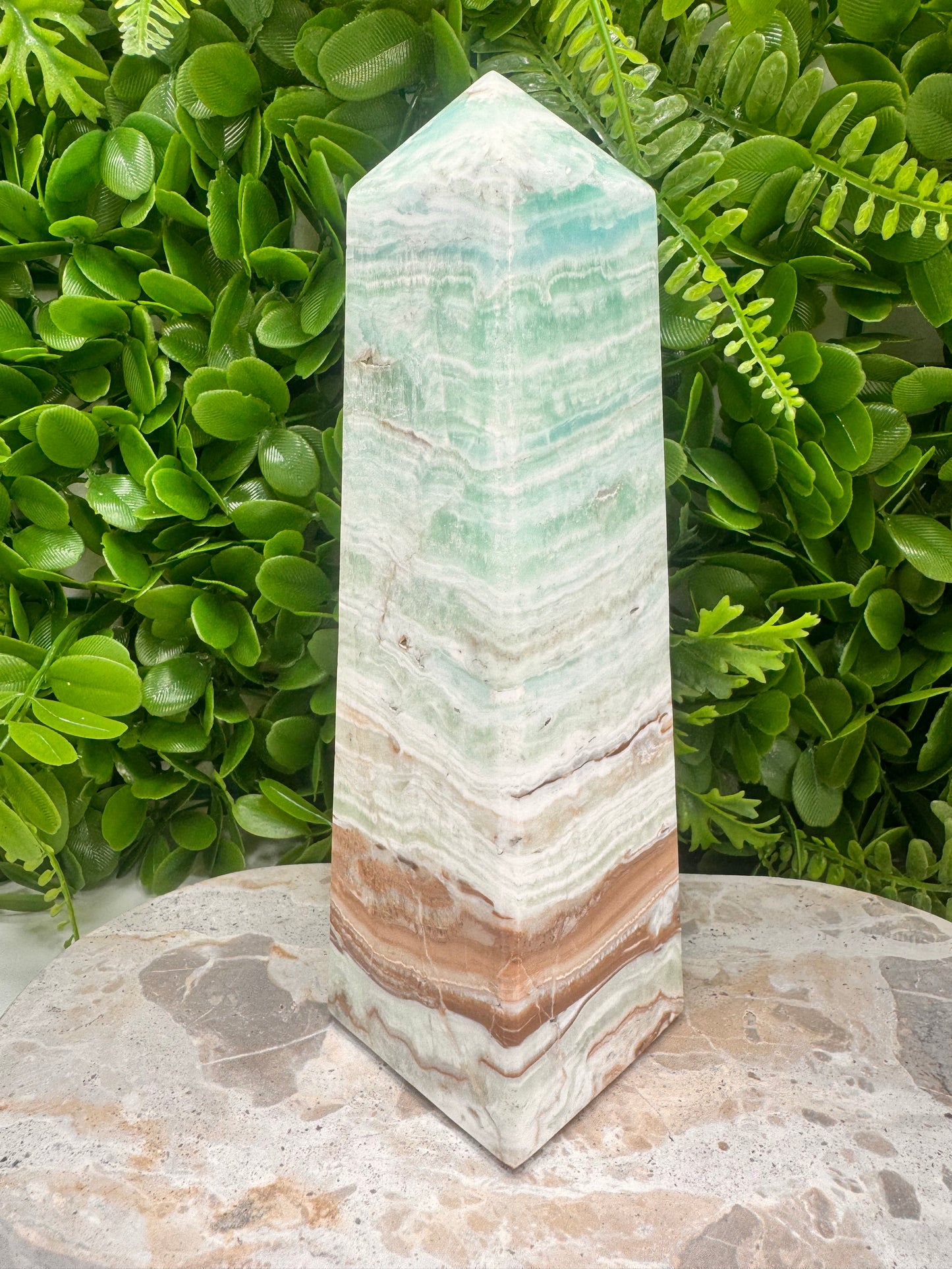 Blue Caribbean Calcite Tower 1502g
