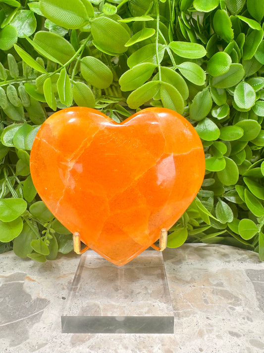 Crystalized Orange Calcite Heart 400g