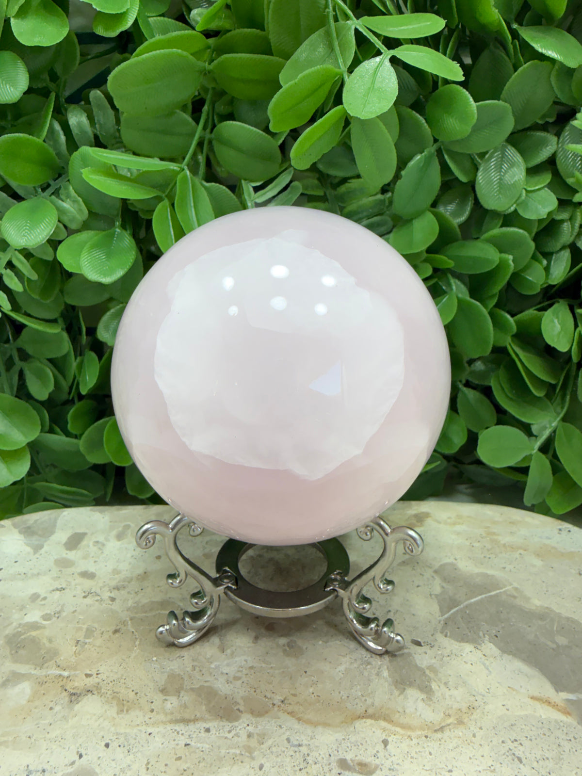 Smokey Pink Mangano UV Sphere 874g| Love • Compassion • Calm
