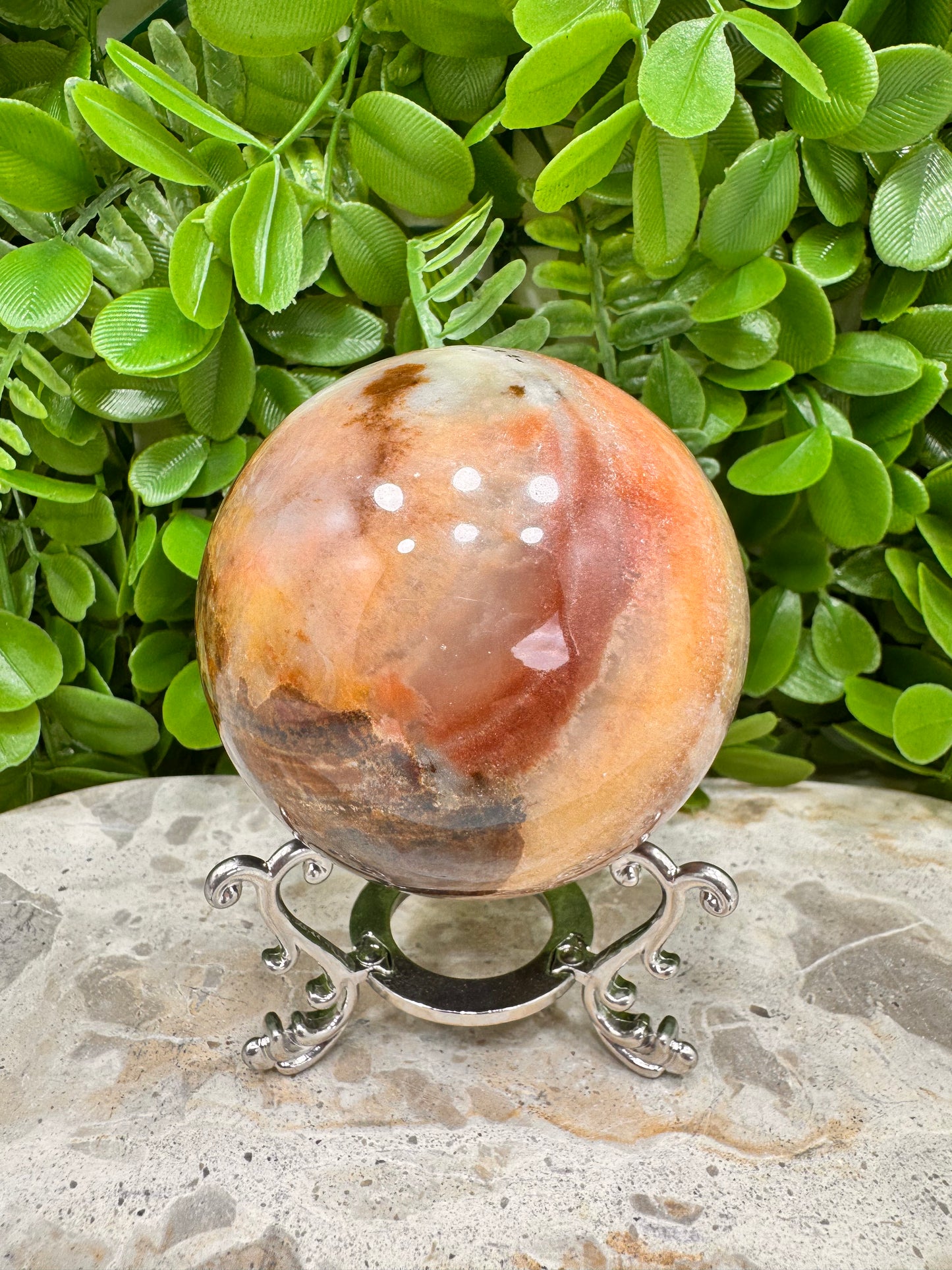 Peach Banded Calcite Spheres 568g