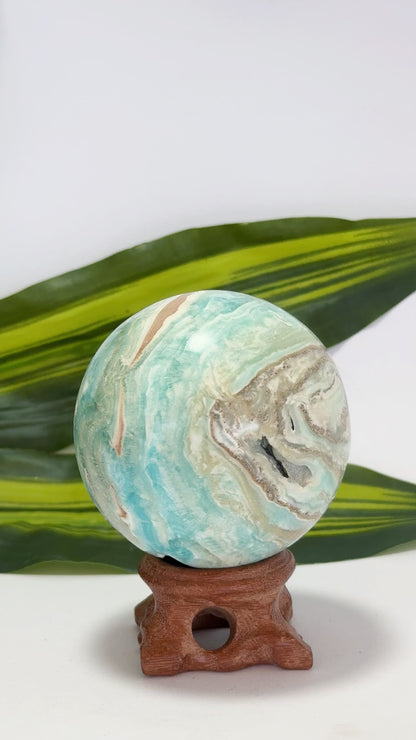 Blue Aragonite Sphere 418g