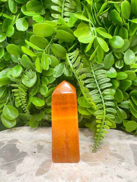 Crystalized Orange Calcite Tower 172g