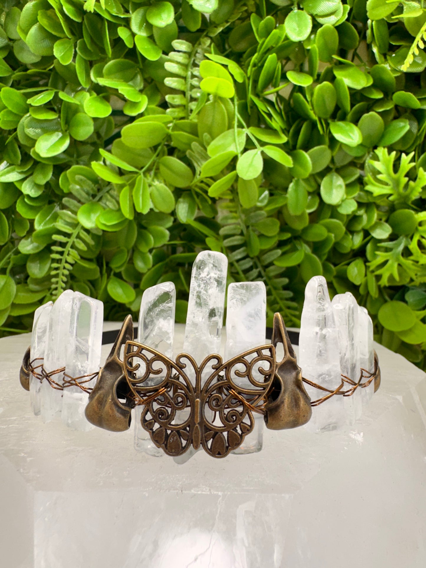 Clear Quartz Butterfly Raven Tiara 100g