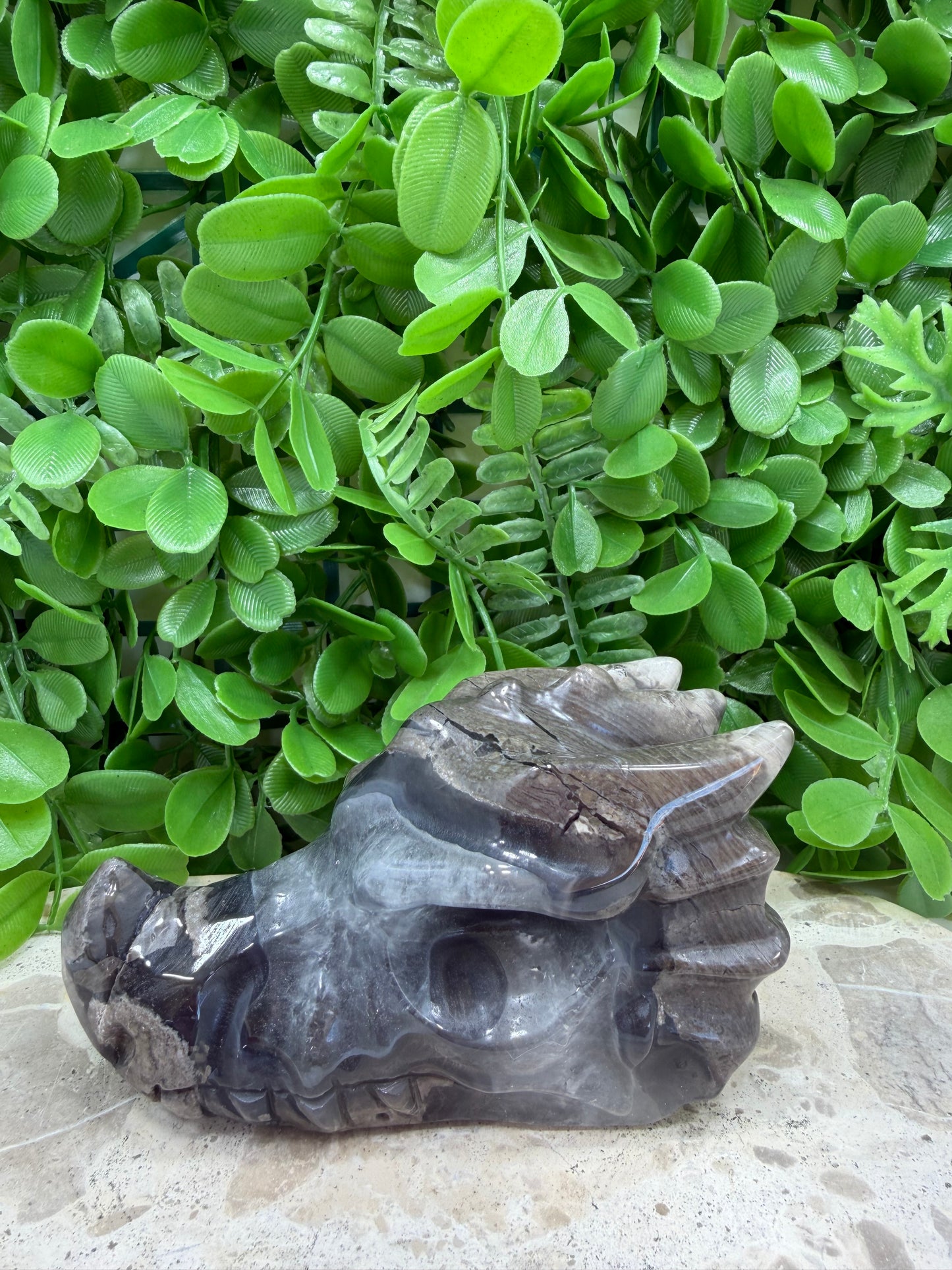 Volcanic Agate Dragon Skull 610g