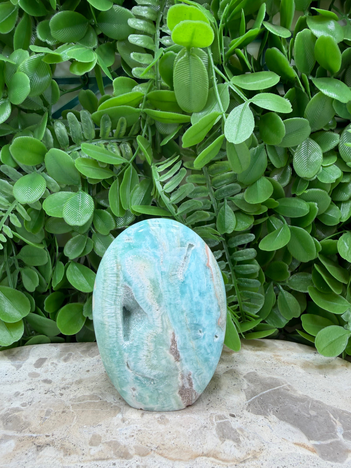 Standing Blue Aragonite Freeform 266g