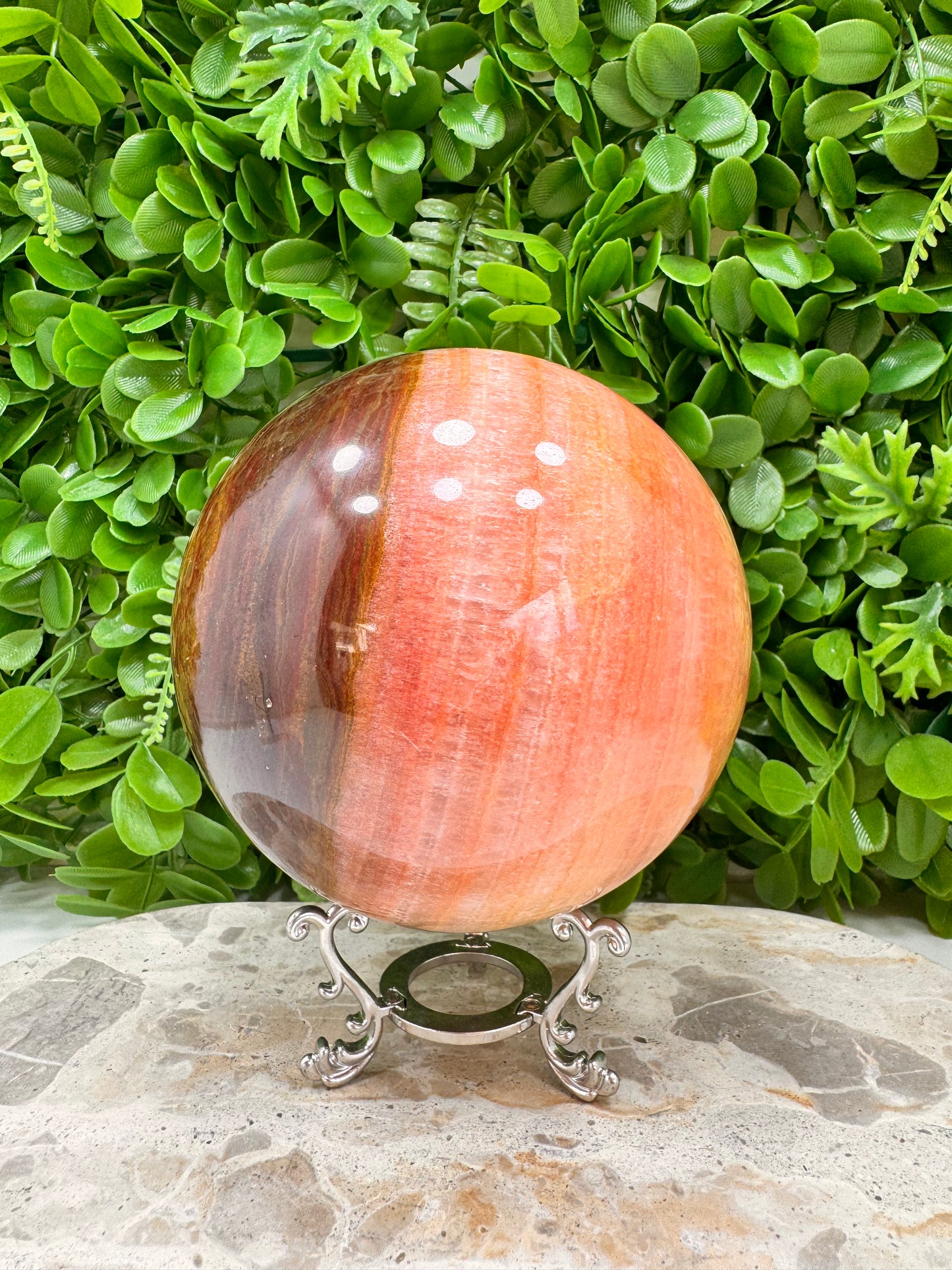 Peach Banded Calcite Sphere 2546g