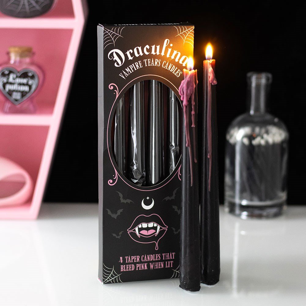 Pink Vampire Tears Set of 4 Taper Candles