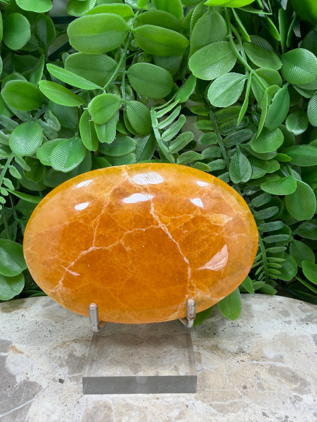 Crystallised Orange Calcite Palm Stone | Energy • Joy • Creativity
