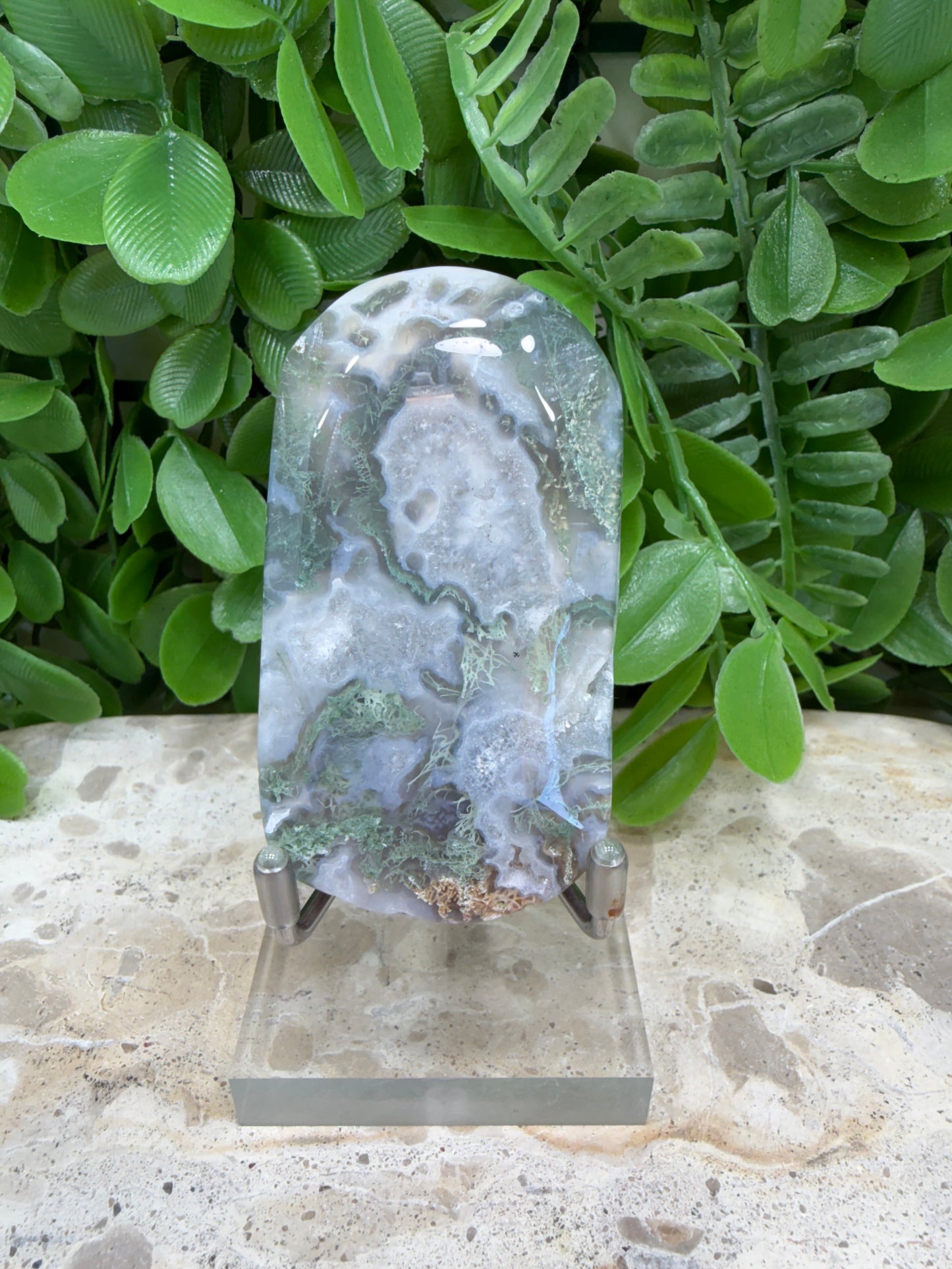 Moss Agate Palm Stone 94g