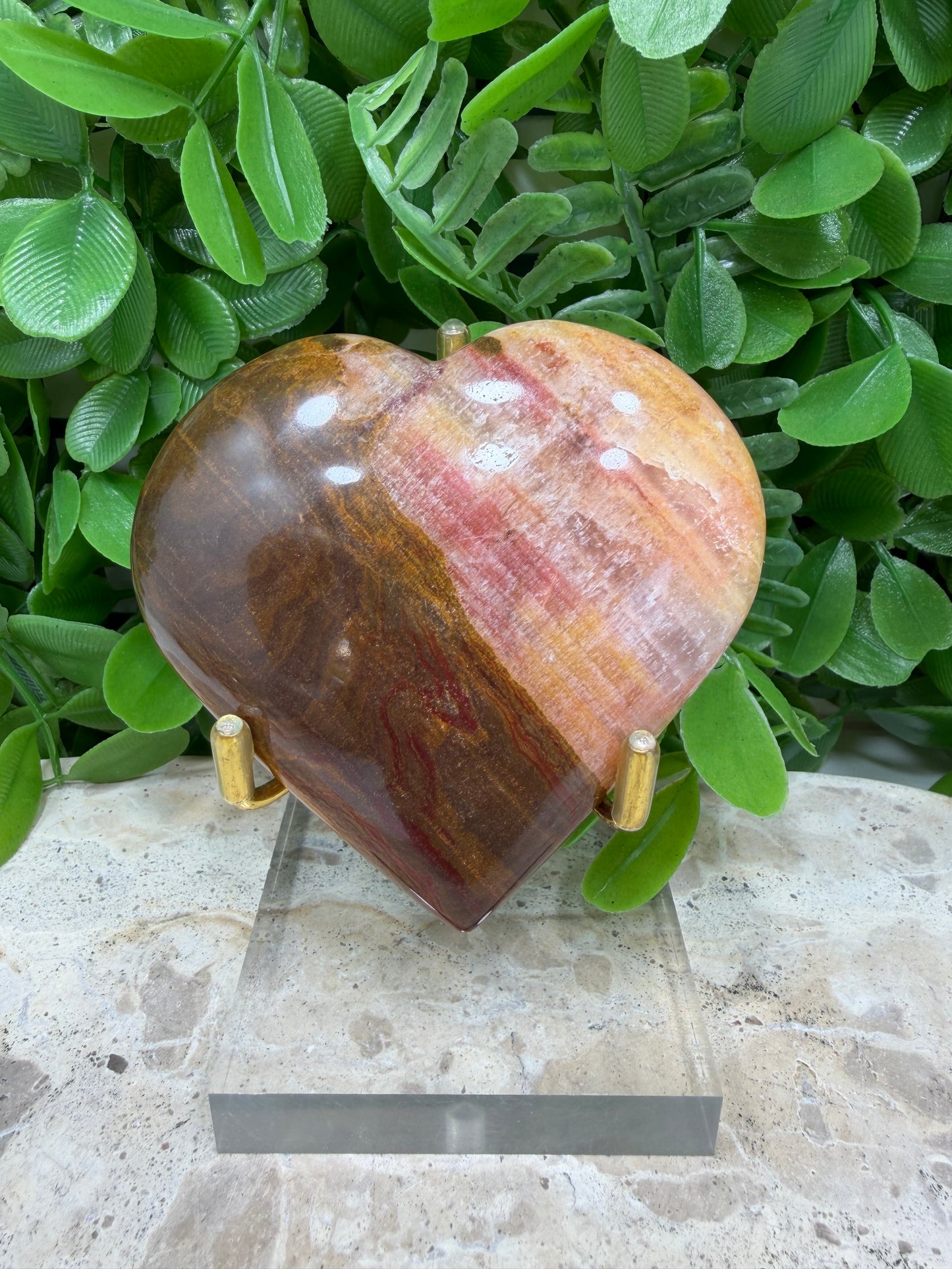 Peach Banded Calcite Heart 174g