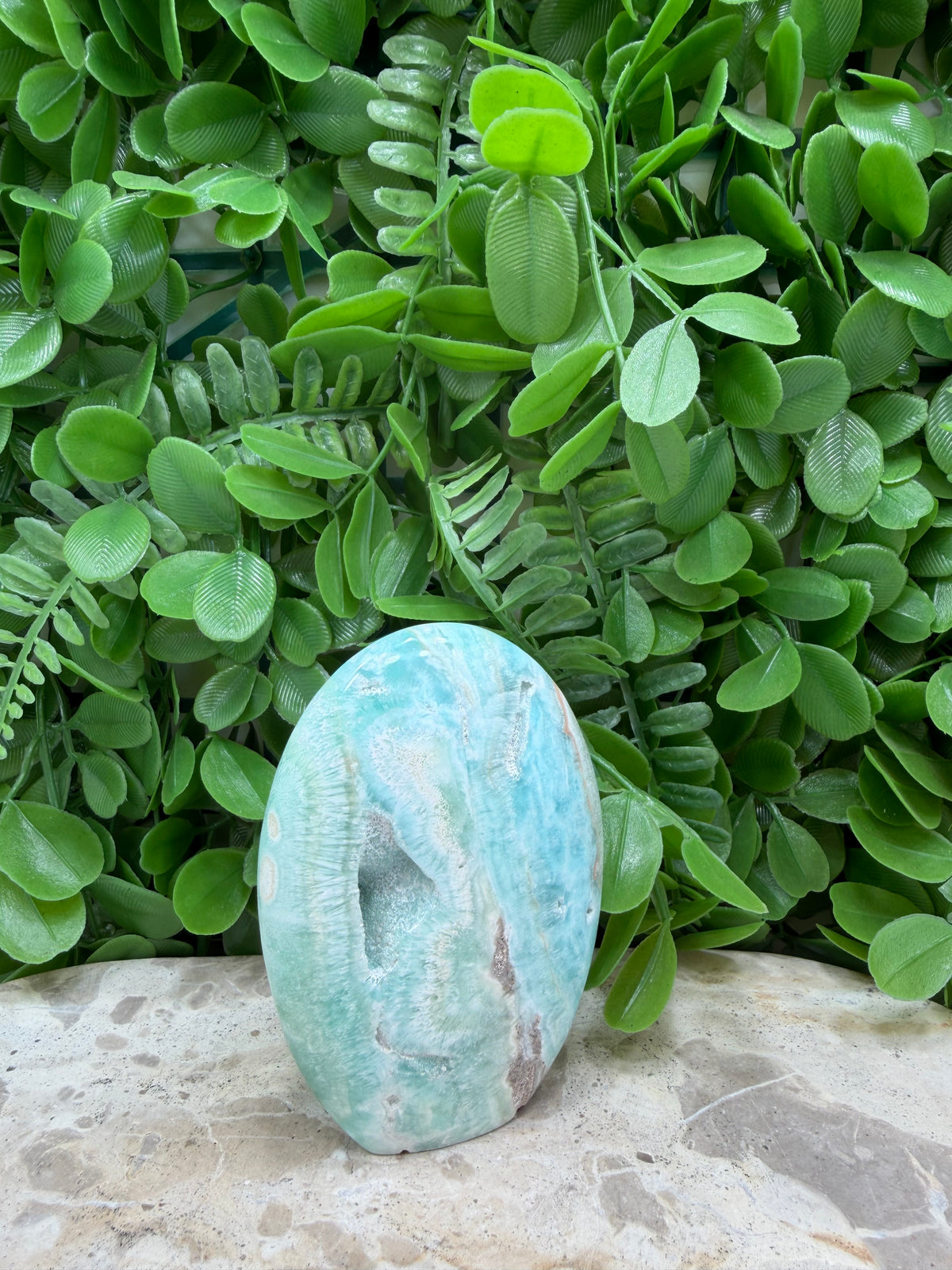 Standing Blue Aragonite Freeform 266g