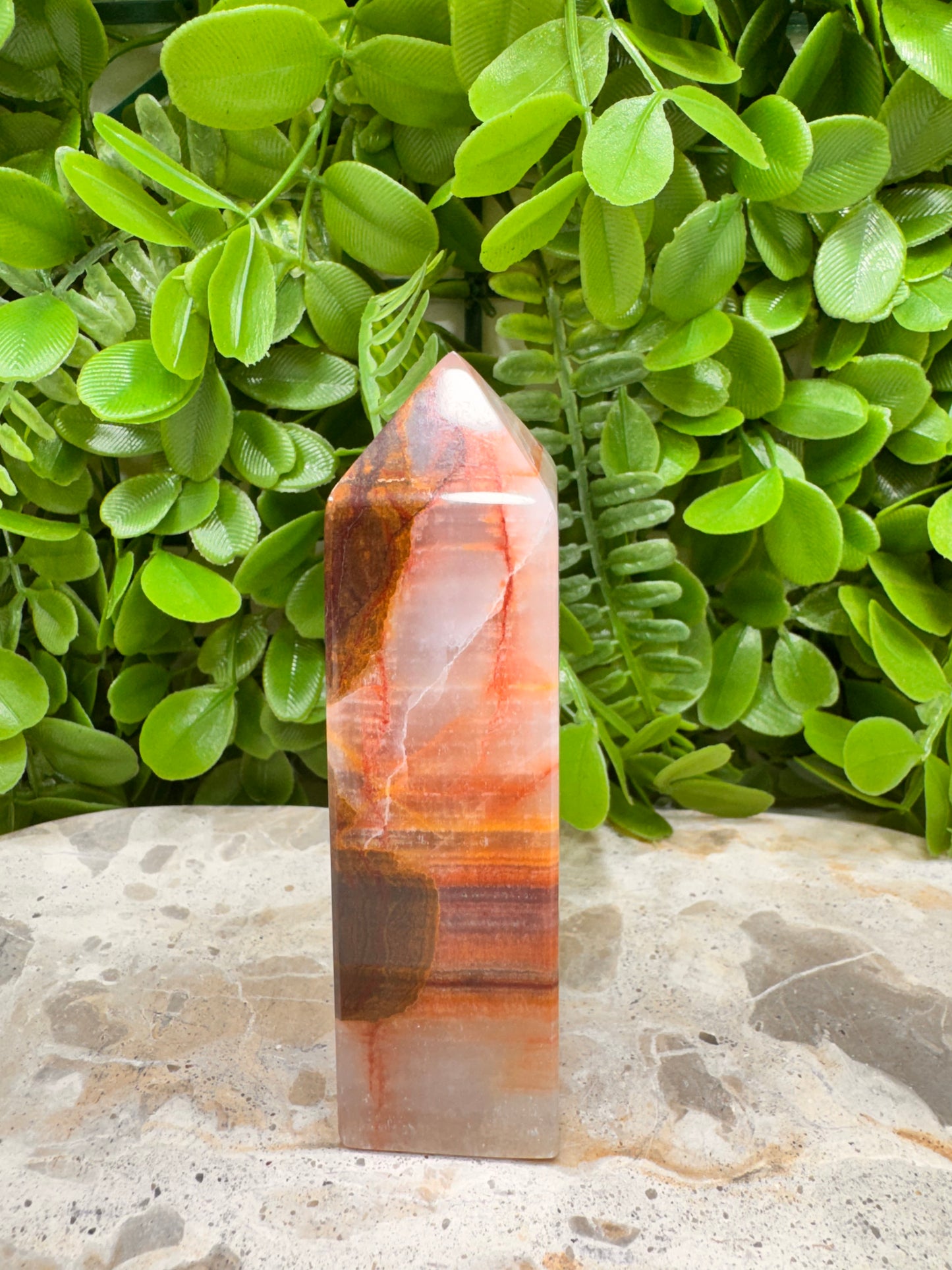 Peach Banded Calcite Tower 242g