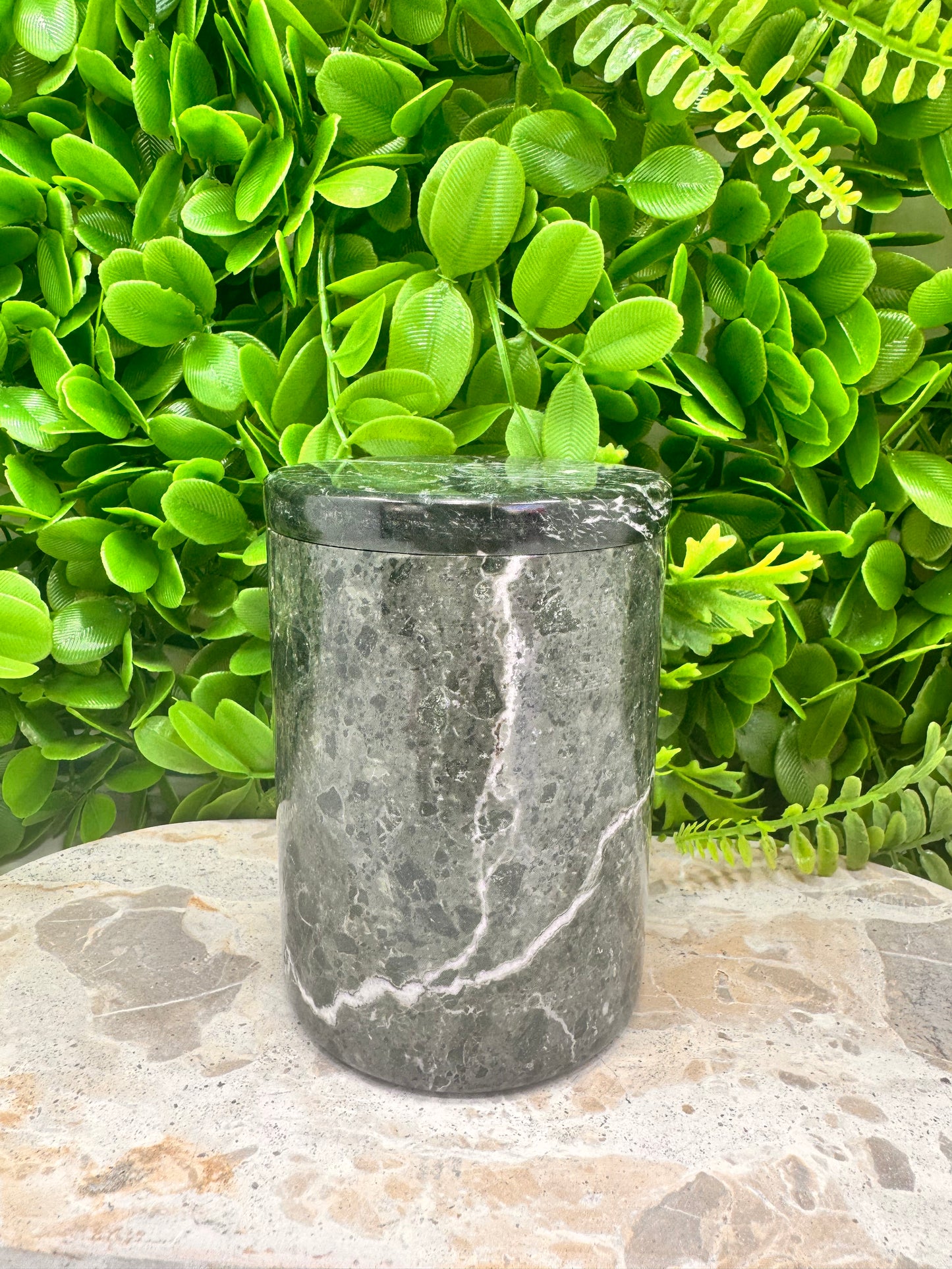 Black Zebra Jasper Jar with lid 2 pce 596g