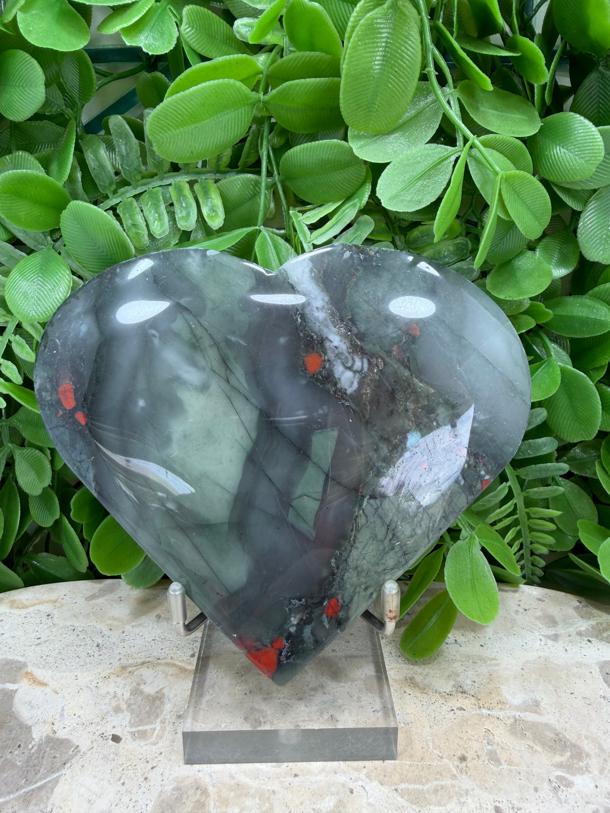 African Bloodstone Heart | Strength • Courage • Vitality