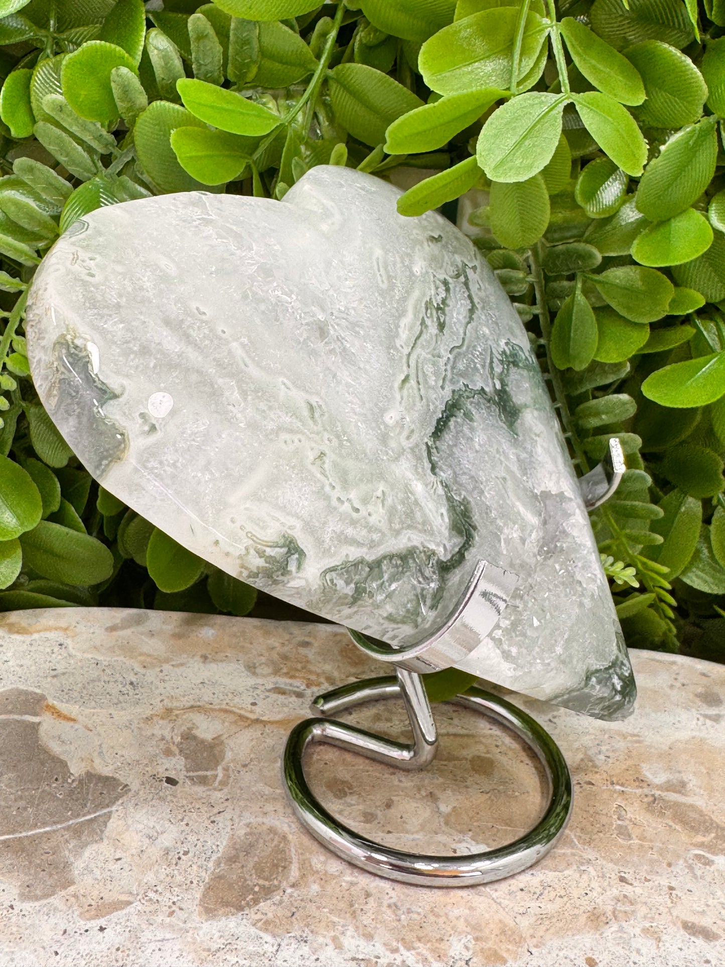Moss Agate Druzy Heart 528g