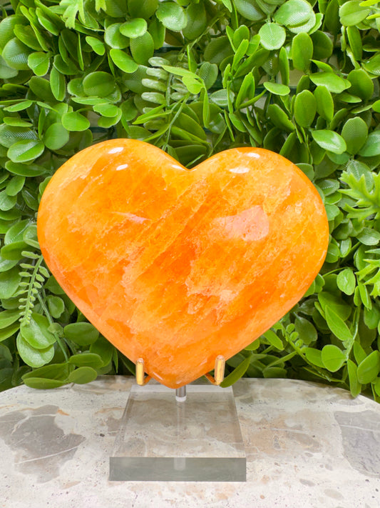 Crystallised Orange Calcite Heart 1068g