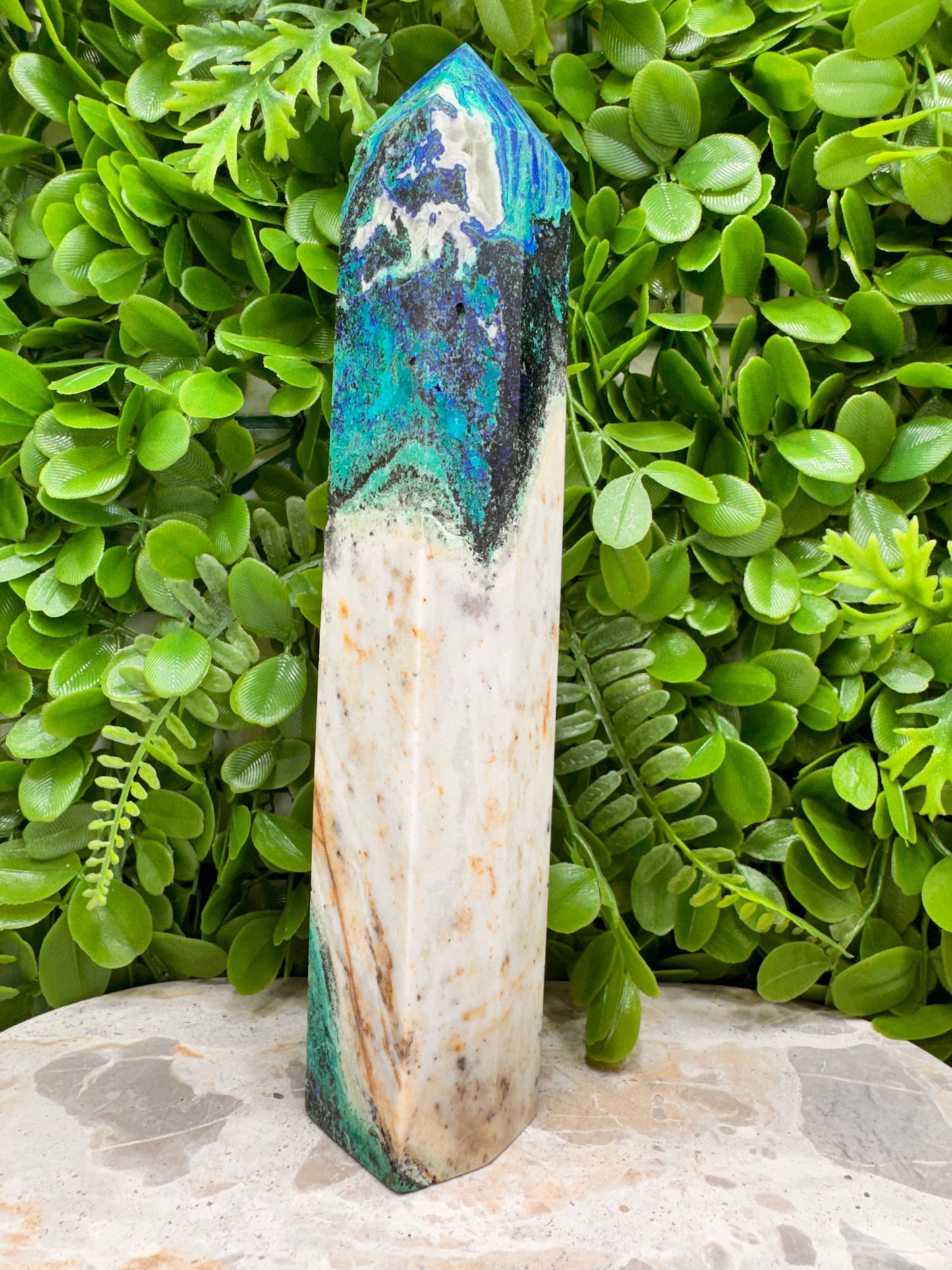 Azurite with Calcite Tower 952g