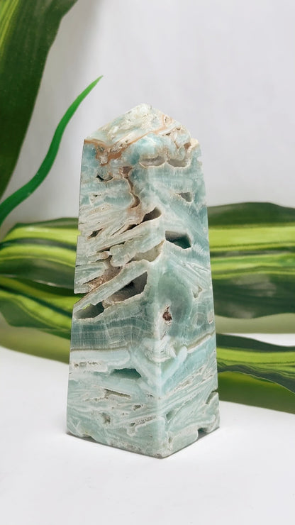 Blue Aragonite with Smithsonite Tower 194g