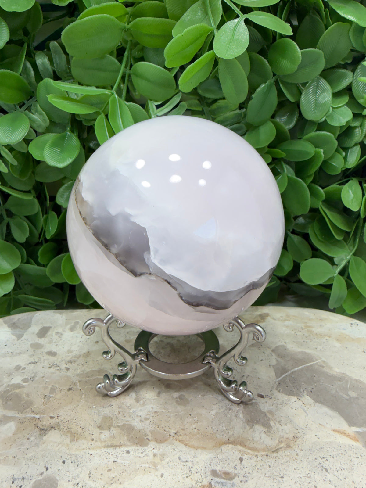 Smokey Pink Mangano UV Sphere 874g| Love • Compassion • Calm