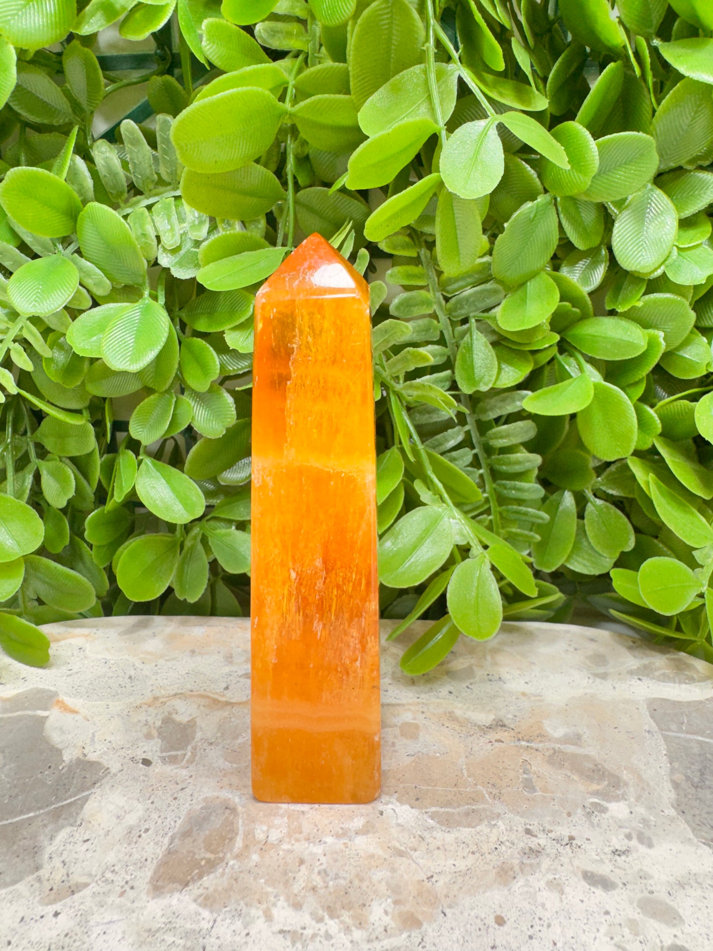 Crystalised Orange Calcite Tower 198g