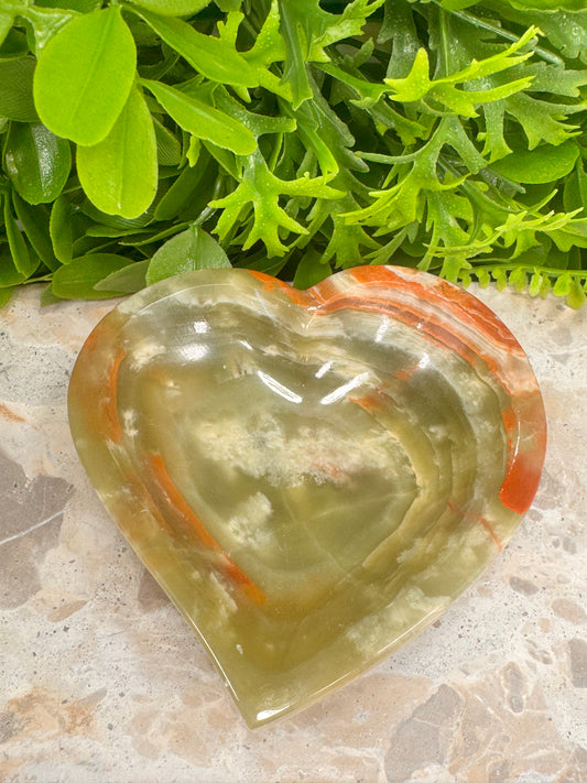 Green Banded Onyx Heart Bowl 314g