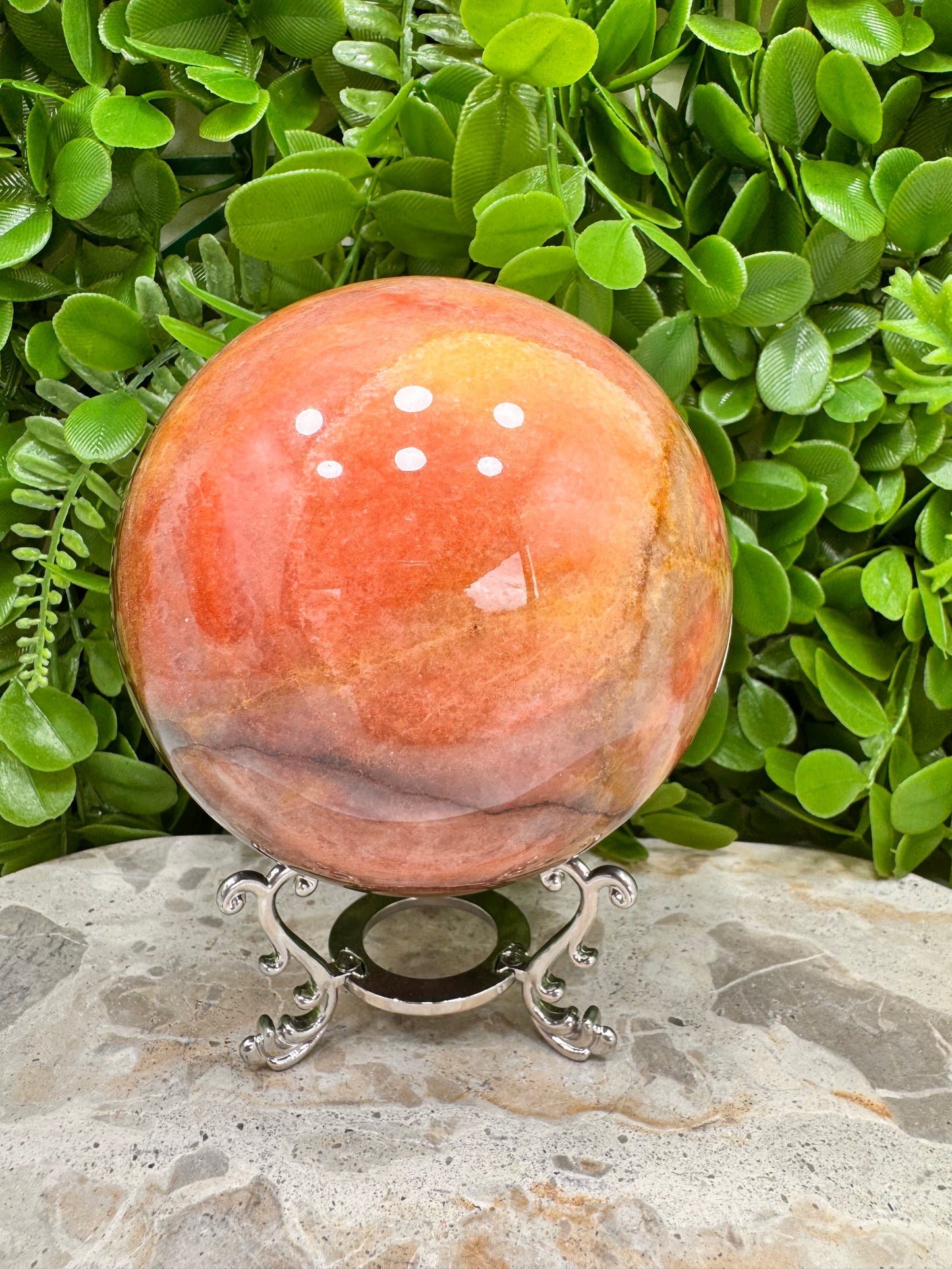 Peach Banded Calcite Spheres 1568g