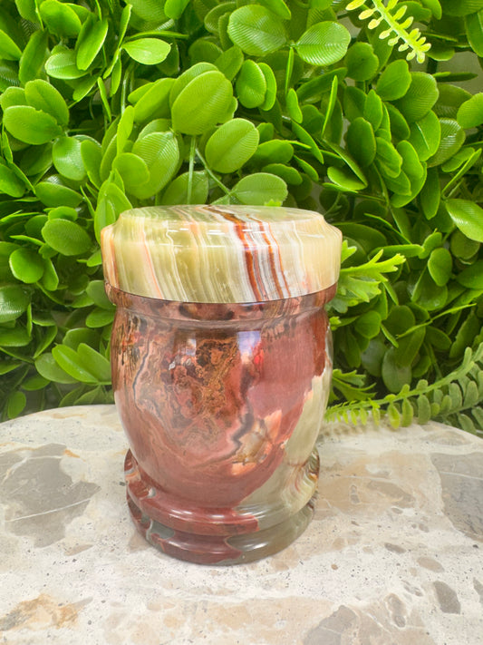 Green Banded Onyx Jar with lid 2 pce 580g