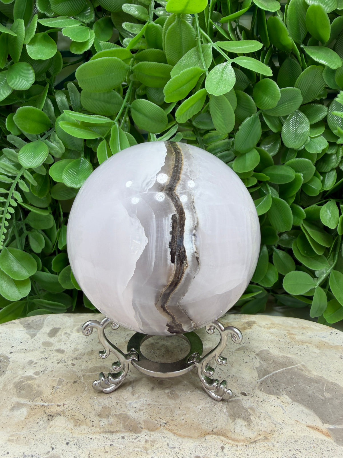 Smokey Pink Mangano UV Sphere 936g| Love • Compassion • Calm