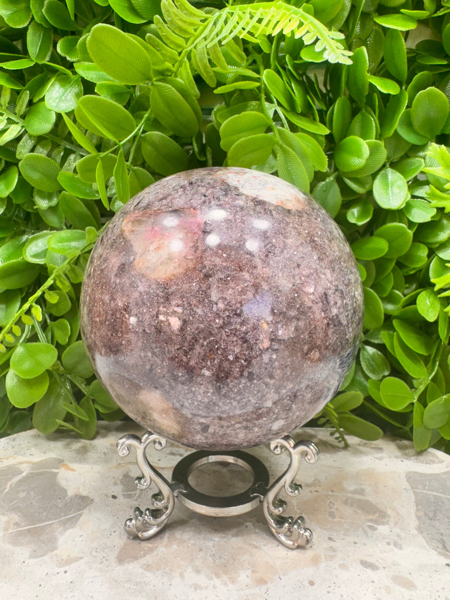Lepidolite Unicorn Sphere 1294g