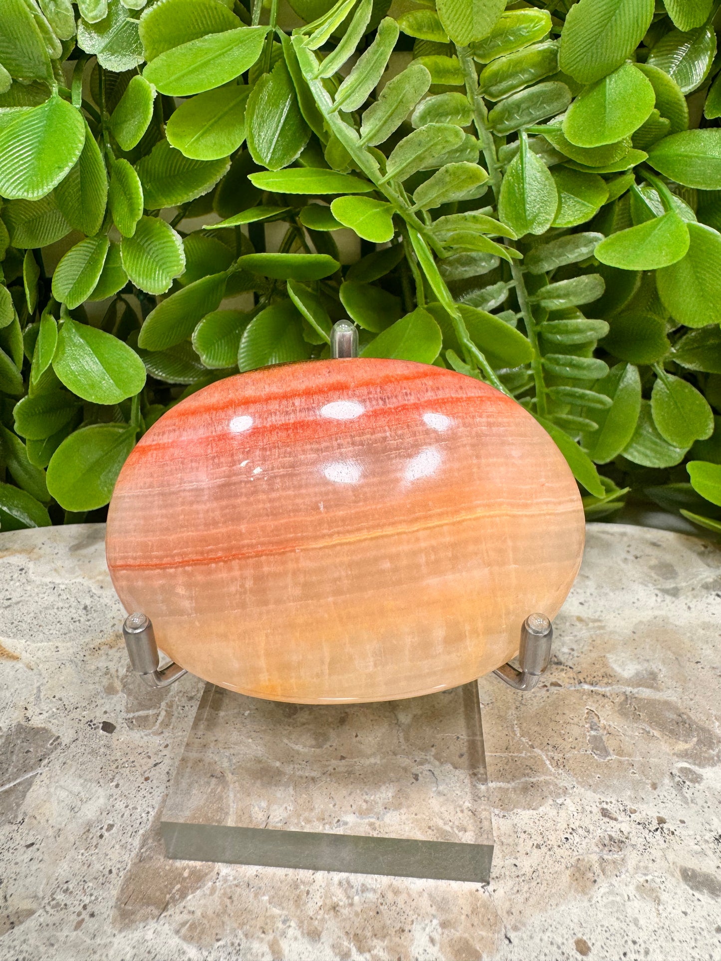 Peach Banded Calcite Palm 124g