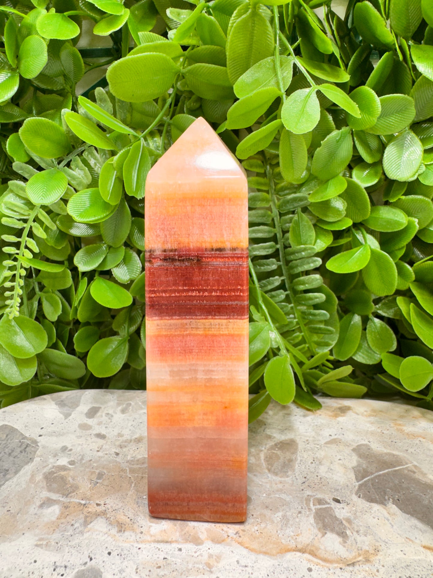 Peach Banded Calcite Tower 348g